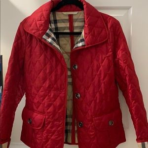 Red Burberry light weight jacket size small